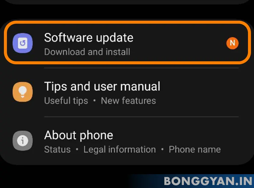 Checking software update in samsung one ui 5