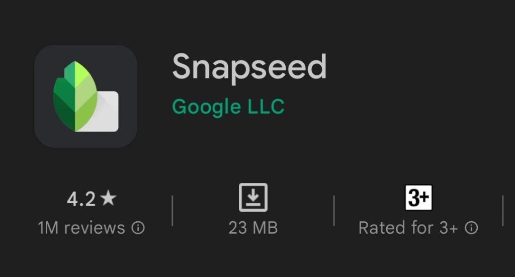 Snapseed ফটো এডিটিং অ্যাপ in playstore with logo