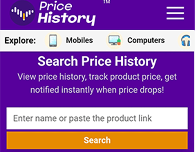  PriceHistoryApp.com এর হোম পেজ